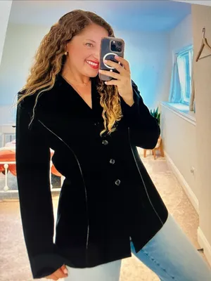 Kasper Black Women's Tailored Blazer with Contrast Piping vintage thumbnail 1