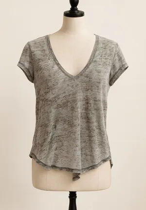 American Eagle Favorite Tee Gray V-Neck – Medium thumbnail 1