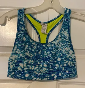 Champion Blue and Neon Yellow Sports Bra thumbnail 1