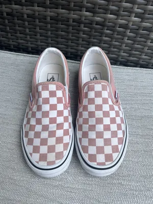 Vans Classic Slip-On mauve pink & white checkerboard unisex sneakers thumbnail 5
