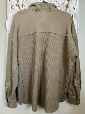Waffle Knit Shacket Brown Size M thumbnail 2