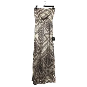 Lulu’s Western Direction Ivory Scarf Print Satin Strapless Jumpsuit size L thumbnail 4