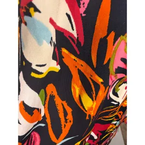 MSK Floral Zip Front Tie Waist‎ Midi Dress Black Multicolor Small thumbnail 4