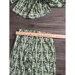Pact Organic Cotton Pajama Set Green White Tree Print Large Womens Loungewear thumbnail 7