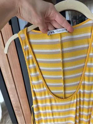 Zara maxi dress ribbed Striped Sleeveless Tank scoop neck knit beach stretchy thumbnail 3