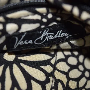 VERA BRADLEY SPECTATOR PURSE, MICROFIBER, BLACK, WHITE STITCHING, QUILTED thumbnail 10