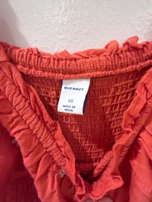orange and white smocked dress thumbnail 2