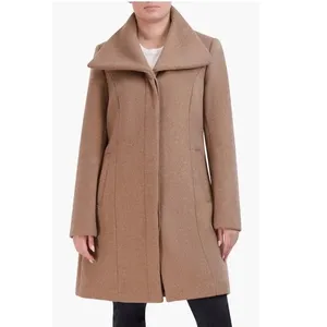Cole Haan Signature Wide Lapel Wool Blend Coat,‎ Size 12 Camel Classic Chic NWT thumbnail 2