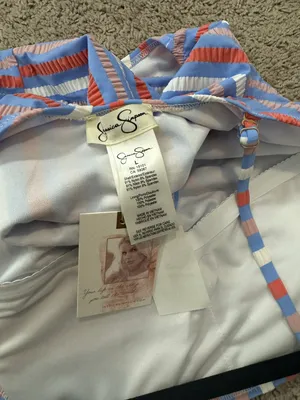 Jessica Simpson Women's Red White And Blue One Piece Swimsuit Tie Waist thumbnail 3