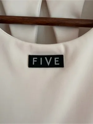 FIVE Dancewear High Neck Longline Sports Bra Crop Top Off White Black Small S thumbnail 2