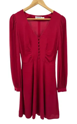Y2K & Other Stories‎ Red Button Front Mini Dress Long Sleeve LA Atelier Size 4 thumbnail 1