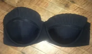 Victoria’s Secret ruched black strapless 34D steampunk bra thumbnail 1