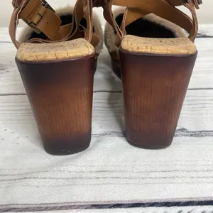 Kork-Ease Wendy Taupe Rust Fur Suede Combo‎ Fabric Platform Sandals 9 thumbnail 4