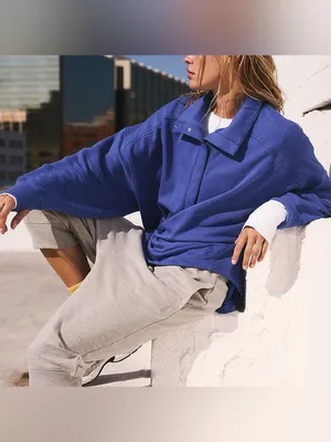 NWT Free people FP Movement Warm Down Pullover - Maliblue cobalt blue - Small thumbnail 4