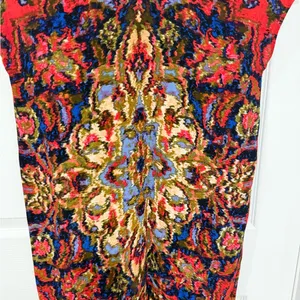 Maeve Red Multicolor Boho Festival Sheath Mini Small Dress V-Neck Short Sleeve thumbnail 7