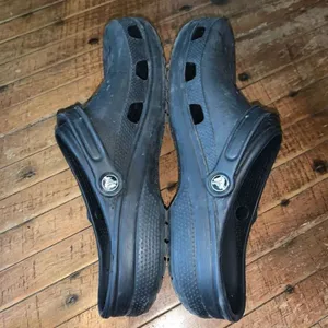 Crocs black rubber arch support ortho washable nursing clogs thumbnail 3