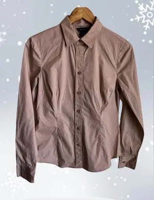 Moda International Women Tan Long Sleeve Blouse M With Bottom 4. % Elastic thumbnail 1