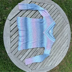 Sweater‎ Blue Pink Cotton Candy Ombre Striped Knit size small a new approach Ana thumbnail 3