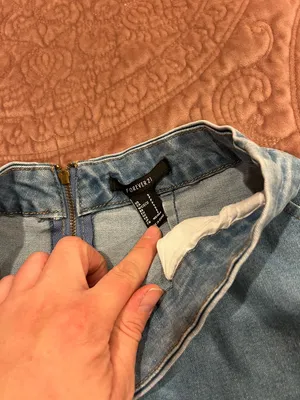 Forever 21 Light Blue Denim Mini Skirt with Raw Hem thumbnail 3