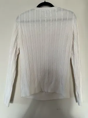Tommy Hilfiger Cable Knit Sweater Large White Preppy Tennis Old Money Cotton thumbnail 5