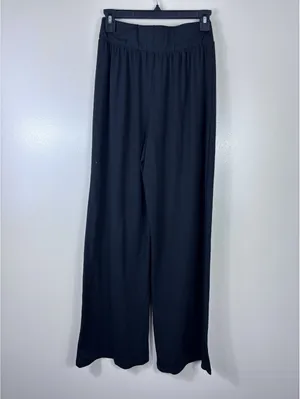 Soft Stretch Black Palazzo Wide Leg Flowy Yoga Lounge Pants Sz M thumbnail 4