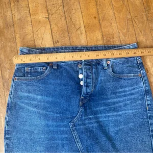 Old Navy Blue Denim Frayed Hem Mini Skirt Higher High Rise 6 Whiskered thumbnail 2