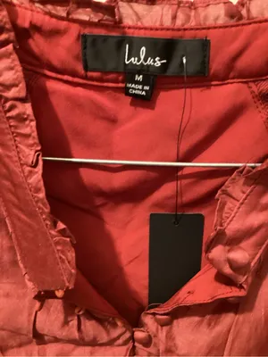Love Tree Red Button-Front Peplum Blouse thumbnail 2
