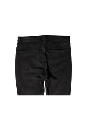 Zara Womens 10 Black Cropped Straight Leg Jeans Raw Hem High Rise Used thumbnail 12