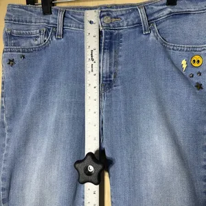 Levis 711 Skinny Embellished‎ Jeans Vintage Soft Blue Wash Star Eyes Zip Fly 31 thumbnail 5