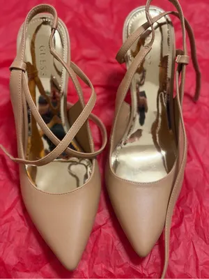 GUESS Beige Pointed-Toe Ankle-Strap Heels thumbnail 1