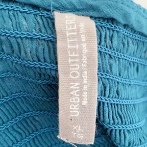 Dahlia Asymmetrical Smocked Mini Dress Teal Sz XL thumbnail 6