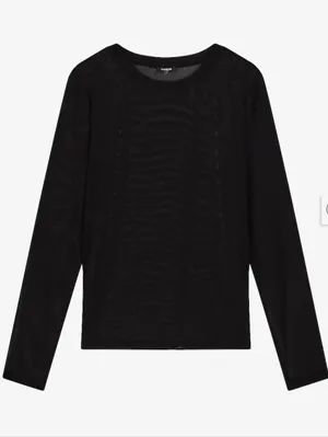 Express Fitted Mesh Crew Neck Long Sleeve Tee L thumbnail 2