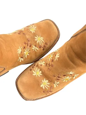 La Sierra Western Boots Floral Embroidery Size 7 Light Brown Nubuck thumbnail 12