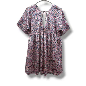Lulus‎ Floral Babydoll Mini Dress Womens S Pink V Neck Open Back Boho Cottage thumbnail 3
