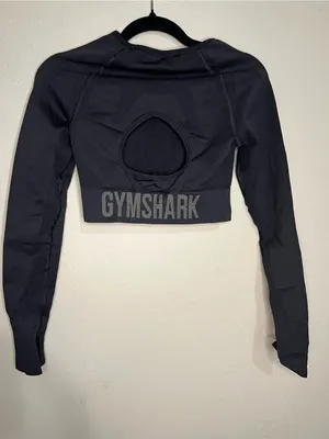 Gymshark Flex Contour‎ Black Long Sleeve Crop Athletic Top thumbnail 7