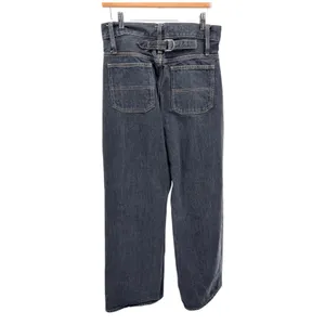 Zara Womens‎ High Rise Wide Leg Cinch Back Jeans Dark Wash Sz 6 Baggy Grunge thumbnail 5