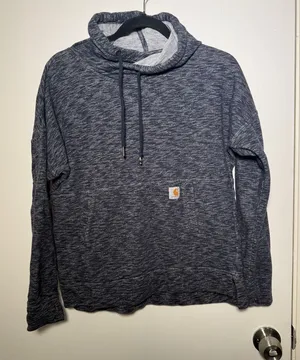 Carhartt Women's Small 4/6 Heathered Navy Hoodie Sweatshirt thumbnail 1