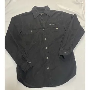 Harley Davidson Womens Black‎ Corduroy Button Up Shirt Long Sleeve Embroidered thumbnail 2