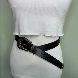 Western Belt Silver Buckle Adjustable Faux Leather Boho Chic Style thumbnail 13