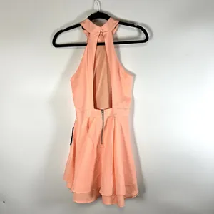 Lulus Dress Rehearsal Coral Skater Fit & Flare Mini Dress‎ Women's Medium Tiered thumbnail 7