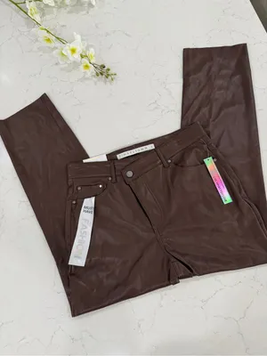 Tinseltown Brown Faux Leather Cropped Jeans thumbnail 2