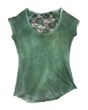 Wallflower Green Knit Top XL NWT Sheer‎ Mesh Back Short Sleeve Special Dye Boho thumbnail 1