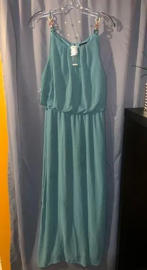 Teal Sleeveless Maxi Dress Blue Size XL thumbnail 1
