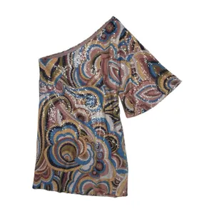 Vintage DejaVu Mini Dress Womens Small Pink Paisley Sequined Glam Cocktail 80's thumbnail 5
