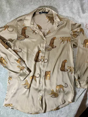 ZARA Silk Button Down Satin Blouse size S thumbnail 1