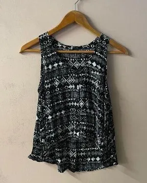 Urban Outfitters Sparkle & Fade Black Tribal Print Top Size M EUC thumbnail 1