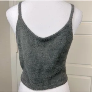 Hollister Women’s Retro Y2K Fuzzy Butterfly Gray Tank Top Size Large thumbnail 5
