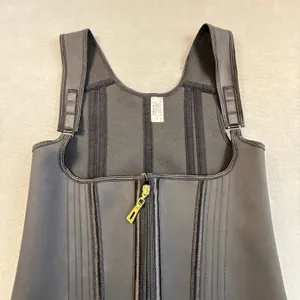 Black Latex Waist Trainer Vest Double Closure Slimming Cincher Corset Witchy thumbnail 2