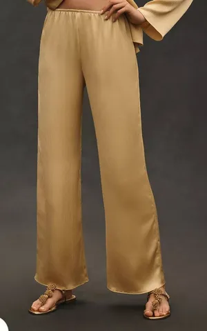 Anthropologie Mare Mare Pleated Satin Pants NWT Size S thumbnail 1