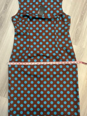 MOOYIUS Sleeveless Brown Midi‎ Dress with Light Blue Polka Dots thumbnail 8